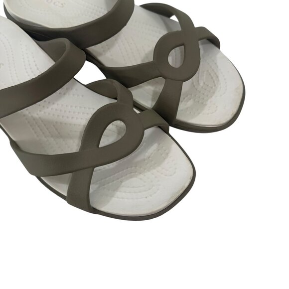 Crocs Womens Slip On Tan Brown Strappy Sandals SZ 11Comfort Outdoor - Picture 6 of 11